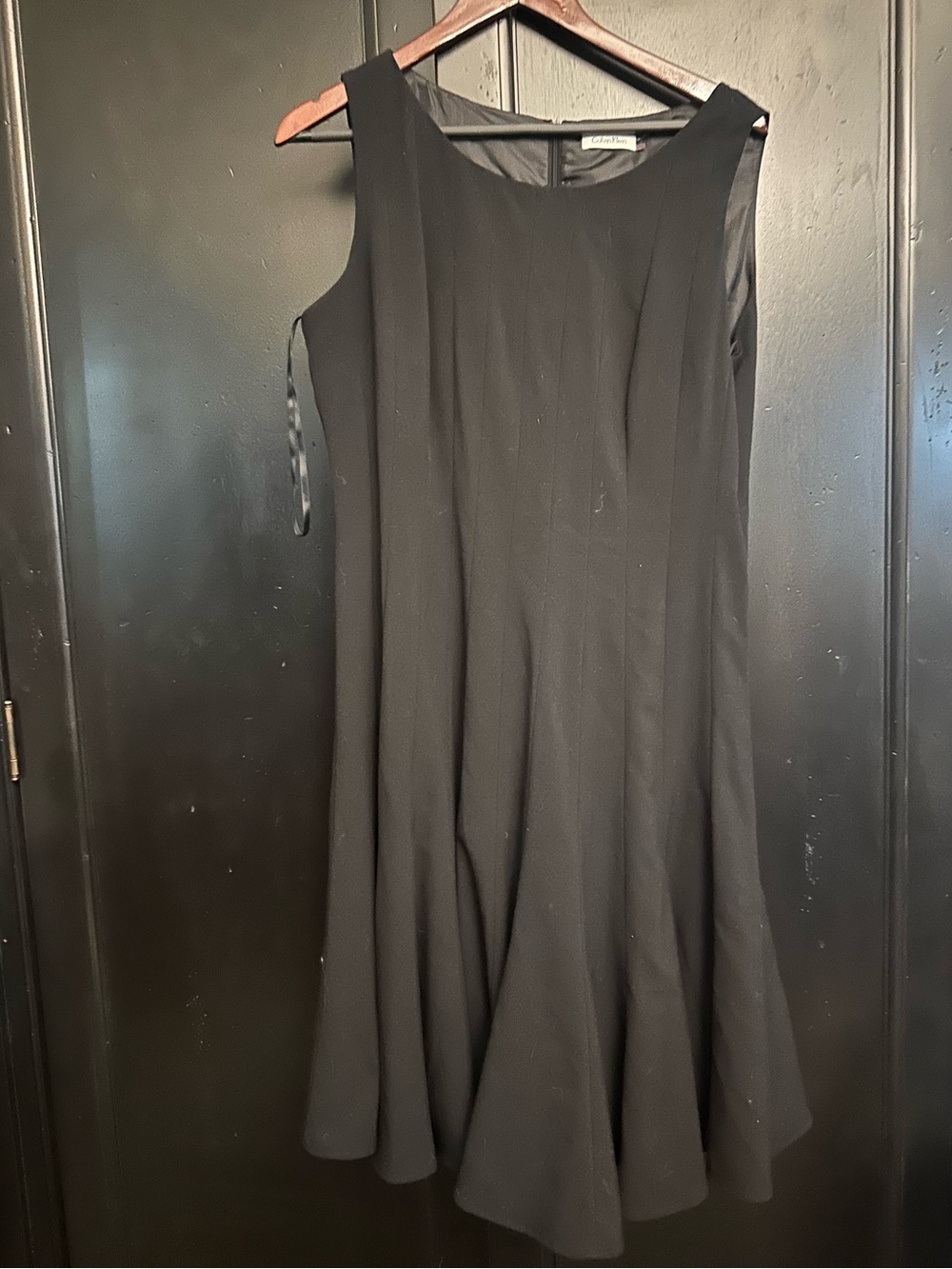 Calvin Klein Black Sleeveless Flared Dress